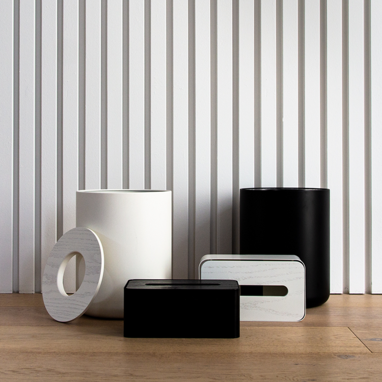 Oku Wooden Square Tissue Box - Black, CITTA, NZ Stockist