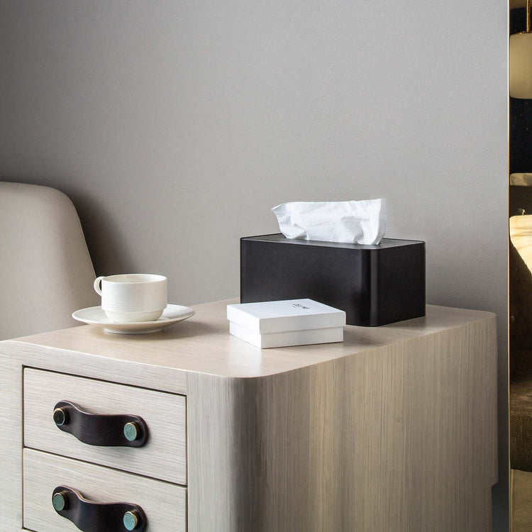 Oku Wooden Square Tissue Box - Black, CITTA, NZ Stockist